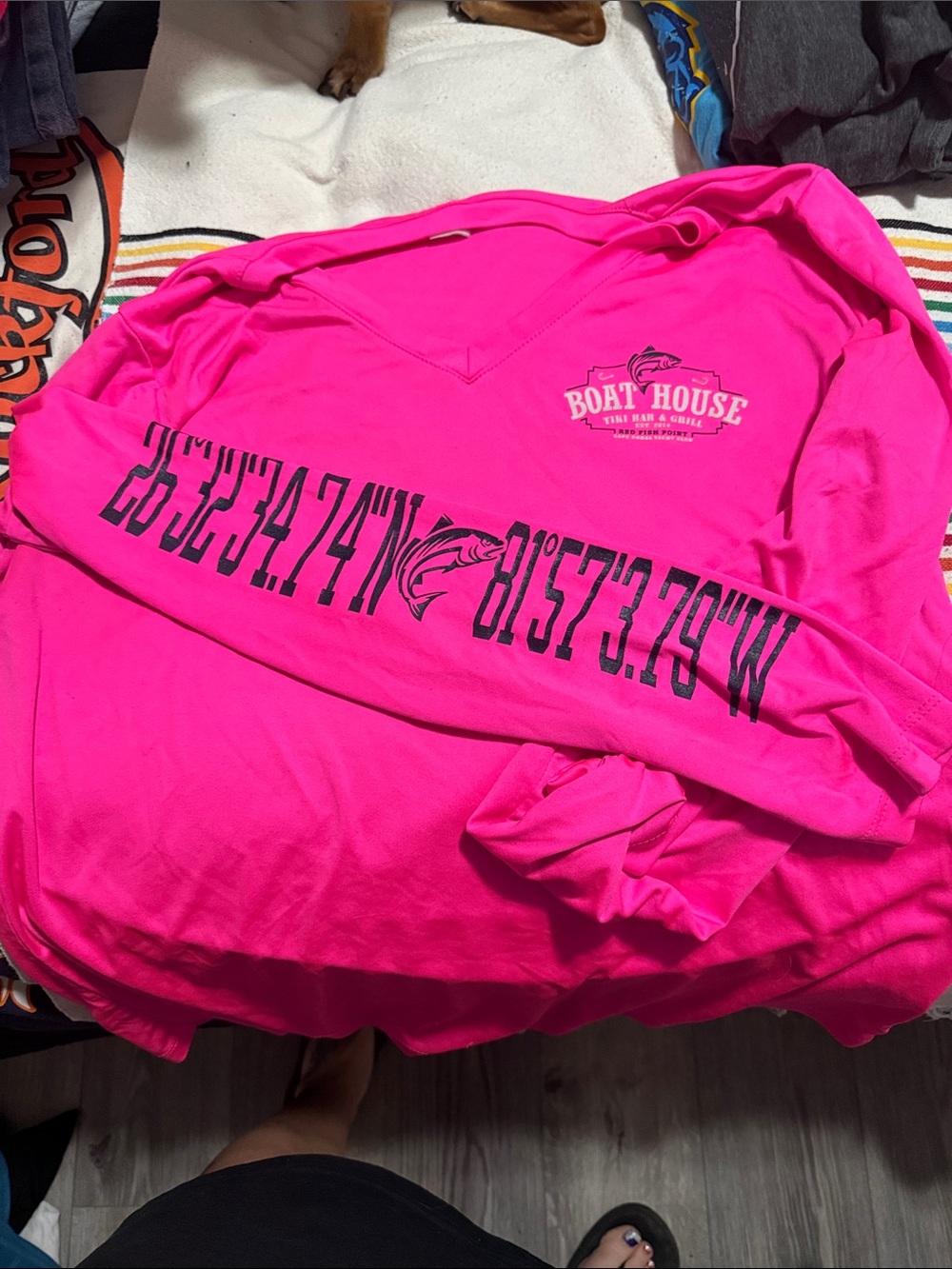 Pink Long Sleeve V-Neck Tee